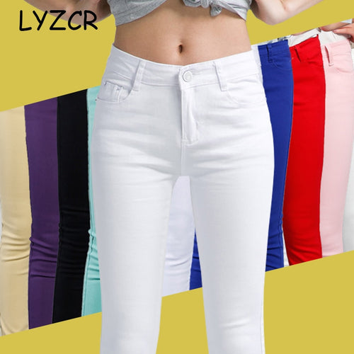 Denim Skinny White Women's Stretch Jeans Female 2019 Candy Color Cotton Jeans for Women Denim Pencil Jeans Pants Ladies Trousers