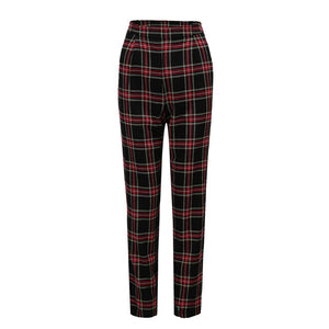 ZHYMIHRET  2019 Autumn Cotton Straight Plaid Women's Pants  Ankle-Length Zipper Capris Casual Mid Waist Trousers Pantalon Femme