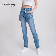 Load image into Gallery viewer, luckinyoyo jean woman mom jeans pants boyfriend jeans for women with high waist push up large size ladies jeans denim 5xl 2019