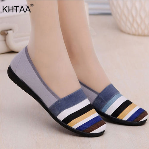 Women Loafers Spring Female Ballet Shoes Causal Flats Ladies Candy Color Stripe Shoes Slip On Comfortable Soft Zapatos Mujer