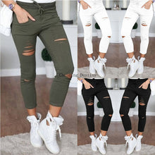 Load image into Gallery viewer, S-5XL New Hole Jeans Leggings  Europe and The United States Women Casual Casual Pants Female Cotton Wild Nine Pants Jeans Woman