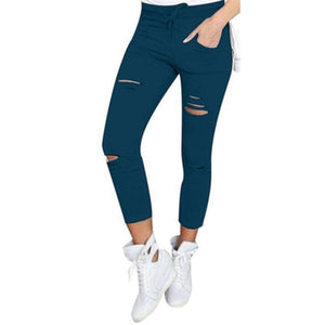 S-5XL New Hole Jeans Leggings  Europe and The United States Women Casual Casual Pants Female Cotton Wild Nine Pants Jeans Woman