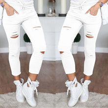 Load image into Gallery viewer, S-5XL New Hole Jeans Leggings  Europe and The United States Women Casual Casual Pants Female Cotton Wild Nine Pants Jeans Woman