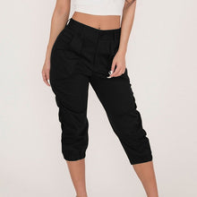 Load image into Gallery viewer, Women Pants Military style Fashion High Waist Solid Cropped Capri Casual Tapered Ladies pencil Trousers