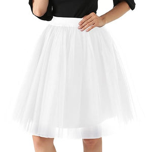 Party Train Puffy 5Layer 60CM Fashion Women Tulle Skirt Tutu Wedding Bridal Bridesmaid Overskirt Petticoat Lolita Saia 2019