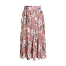 Load image into Gallery viewer, Ladies Pleated Skirt Womens Floral Flowers Print Split Skirt Spring Autumn Beach Mid-Calf Skirt Female Clothing