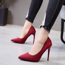 Load image into Gallery viewer, Office Lady Shoes Faux Suede High Heels Woman Shoes Pointed Toe Dress Shoes Basic Pumps Women Boat zapatos mujer 789