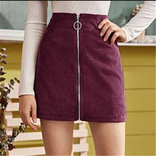 Load image into Gallery viewer, Fashion Women Sexy Corduroy Mini Bodycon Skirts For Women Preppy Style Ladies Zipper Pencil Skirts Female Sold High Waist Skirt