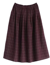Load image into Gallery viewer, Fannic  Retro plaid pocket Elastic waist pocket loose  A-Line skirt mori girl spring