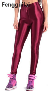 American Style Pencil Pants Shiny Disco Pants High Waist Women 'S Trousers Leggings Pants