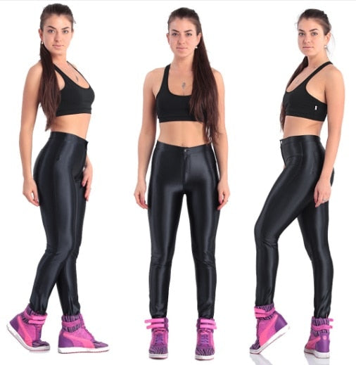 American Style Pencil Pants Shiny Disco Pants High Waist Women 'S Trousers Leggings Pants