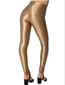 American Style Pencil Pants Shiny Disco Pants High Waist Women 'S Trousers Leggings Pants