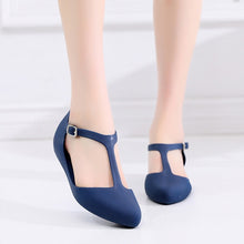 Load image into Gallery viewer, Women Flat Shoes Ballet Flats Jelly Shoes Summer Female T-Strap Point Toe Sandals Shallow Buckle Strap Comfort Ladies Footwear