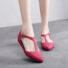 Load image into Gallery viewer, Women Flat Shoes Ballet Flats Jelly Shoes Summer Female T-Strap Point Toe Sandals Shallow Buckle Strap Comfort Ladies Footwear