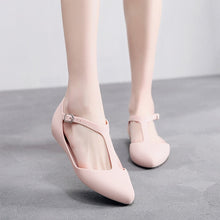 Load image into Gallery viewer, Women Flat Shoes Ballet Flats Jelly Shoes Summer Female T-Strap Point Toe Sandals Shallow Buckle Strap Comfort Ladies Footwear