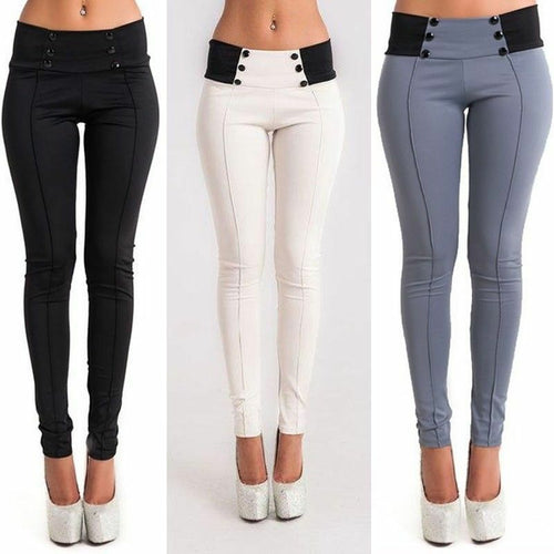 Women Sexy High Waist Solid Long Pants 2019 New Hot Selling Bandage Button Trousers Slim Women OL Office Pants