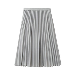 Hot Sale Summer Women's Swing Pleated Skirt Solid High Elastic Waist New A-Line Tulle Ladies Casual Mid-Calf Skirt