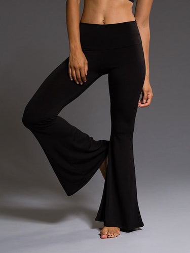 Solid Black Women High Waist Wide Leg Flare Pants