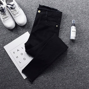 Jeans Women Elegant Streetwear Ulzzang All-match Spring Autumn High Waist Female Korean Style Slim Tight Simple Womens Trousers