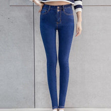 Load image into Gallery viewer, Autumn New Slim High Waist jeans woman Pencil Pants Fashion Casual Plus Size Women&#39;s Ankle-length jean femme Skinny Pants