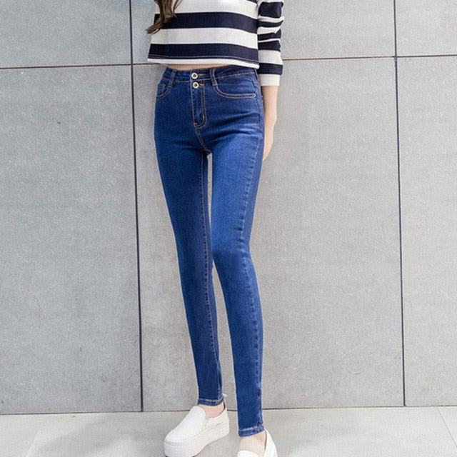 Autumn New Slim High Waist jeans woman Pencil Pants Fashion Casual Plus Size Women's Ankle-length jean femme Skinny Pants