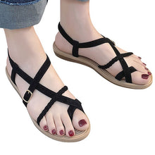 Load image into Gallery viewer, Women&#39;s Sandals Spring Summer Ladies Rome Shoes Flat Heel Sandal Wild Cross Straps Clip Toe Beach Shoes Elastic Band Loafer