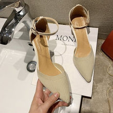 Load image into Gallery viewer, Net red girl high heels 2019 summer new wild women&#39;s shoes pointed word buckle with sandals women&#39;s shoes