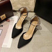 Load image into Gallery viewer, Net red girl high heels 2019 summer new wild women&#39;s shoes pointed word buckle with sandals women&#39;s shoes