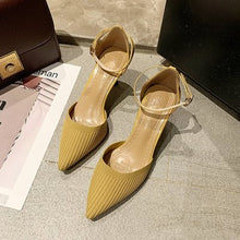 Load image into Gallery viewer, Net red girl high heels 2019 summer new wild women&#39;s shoes pointed word buckle with sandals women&#39;s shoes