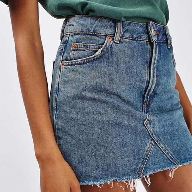 Sexy Cool New Solid Casual Style Women Skirts 2019 A line Girls Fashion Waist Streetwear Skirt New Blue Summer Denim High Mini