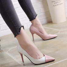 Load image into Gallery viewer, Dropshiping 2019 Women Pumps OL Fashion Spell Color High Heels Female Spring Summer Patent Leather Wedding Party Single Shoes