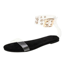 Load image into Gallery viewer, women sandals transparent flat summer gladiator open toe clear jelly shoes ladies roman beach sandals gladiator flats sandals