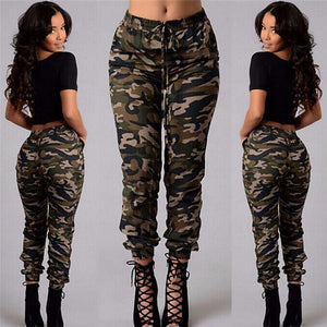 2019 Fashion Stretch Military Camouflage pants women Army  high waist loose Camo Pants Casual Trousers Street Jogger sweatpants