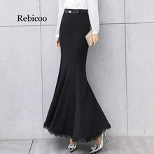 Load image into Gallery viewer, Elegant Long skirt women lace trumpet mermaid vintage skirts womens bodycon high waist skinny ruffles female Midi Skirts