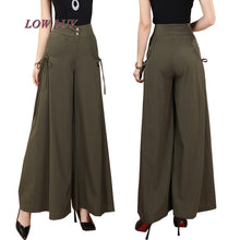 Load image into Gallery viewer, New Plus size Summer fashion Women solid Wide Leg Loose cotton Dress Pants Female Casual Skirt Trousers Capris Culottes tb299