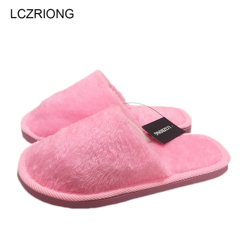 Winter Women Large Size Home Slippers 8 Solid Colors Warm Slipper 37-45 Size Woman Indoor Plush Shoes House Lovers Cute Slippers