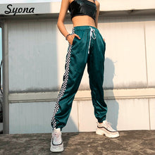 Load image into Gallery viewer, HAREM PANTS Female Side Stripe Women Sweatpants Plaid Trousers Joggers Checkered Pants Capri Loose Pantalon Blanc Femme Hiphop