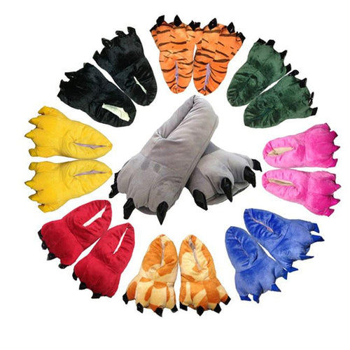 Winter Soft Warm Monster Dinosaur Paw Funny Slippers for Men Women Kids Parent-child Home House Slipper Shoes Room Cotton Shoes