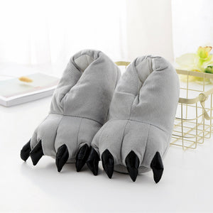 Winter Soft Warm Monster Dinosaur Paw Funny Slippers for Men Women Kids Parent-child Home House Slipper Shoes Room Cotton Shoes