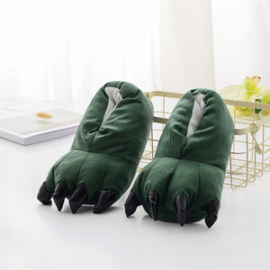 Winter Soft Warm Monster Dinosaur Paw Funny Slippers for Men Women Kids Parent-child Home House Slipper Shoes Room Cotton Shoes