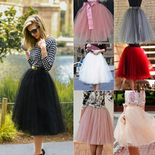 Load image into Gallery viewer, 7 Layers Midi Tulle Skirt for Girls Fashion Tutu Skirts Women Solid Lace Ball Gown Party Petticoat Lolita faldas saia jupe