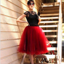 Load image into Gallery viewer, 7 Layers Midi Tulle Skirt for Girls Fashion Tutu Skirts Women Solid Lace Ball Gown Party Petticoat Lolita faldas saia jupe