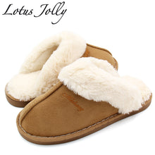 Load image into Gallery viewer, Women Fur Slippers Winter Warm Shoes Women Suede Plush House Slippers Indoor Outdoor Couples Cotton Memory Foam Zapatillas Mujer