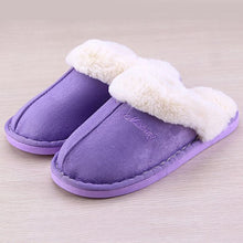 Load image into Gallery viewer, Women Fur Slippers Winter Warm Shoes Women Suede Plush House Slippers Indoor Outdoor Couples Cotton Memory Foam Zapatillas Mujer