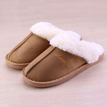 Load image into Gallery viewer, Women Fur Slippers Winter Warm Shoes Women Suede Plush House Slippers Indoor Outdoor Couples Cotton Memory Foam Zapatillas Mujer