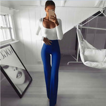 Load image into Gallery viewer, 2019 New Casual Retro Women Plain Palazzo Solid High Waist Flare Wide Leg Chic Trousers Slim Long Loose OL Work Pants Plus Size