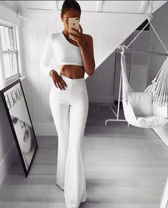 2019 New Casual Retro Women Plain Palazzo Solid High Waist Flare Wide Leg Chic Trousers Slim Long Loose OL Work Pants Plus Size