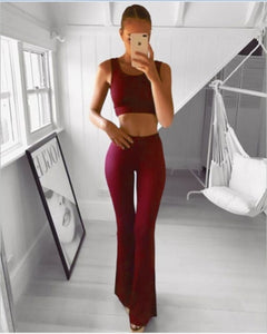 2019 New Casual Retro Women Plain Palazzo Solid High Waist Flare Wide Leg Chic Trousers Slim Long Loose OL Work Pants Plus Size