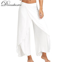 Load image into Gallery viewer, Wide Leg Pants Women Capris Solid Loose Bloomers Fitness Dance Wears Split Trousers Plus Size Harem Pants Elastic Palazzo