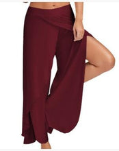 Load image into Gallery viewer, Wide Leg Pants Women Capris Solid Loose Bloomers Fitness Dance Wears Split Trousers Plus Size Harem Pants Elastic Palazzo